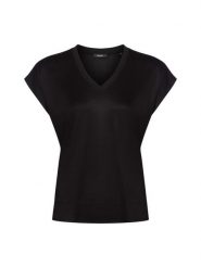 Opus Koszulka damska - Savilchen Kobiety wiskoza czarny jednolity, 38. Czarne koszulki damskie Opus, bez wzorów, z wiskozy, bez kołnierzyka, bez ramiączek. Za 199.95 zł.