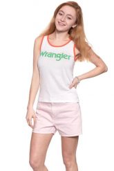 WRANGLER T SHIRT DAMSKI RETRO KABEL TANK ROSEWATER W730SEVLF 112130937. Pomarańczowe t-shirty damskie Wrangler, s, bez wzorów, bez kołnierzyka. W wyprzedaży za 39.99 zł.