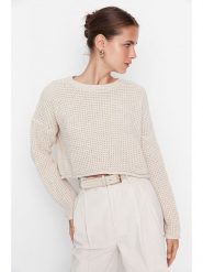 Trendyol Sweter w kolorze kremowym rozmiar: L. Brązowe swetry klasyczne damskie Trendyol, l, bez kołnierzyka. Za 70.24 zł.