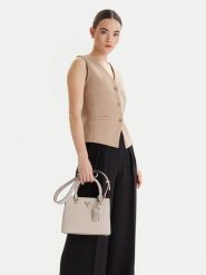 Guess Torebka Noelle II HWZG96 72050 Beżowy. Brązowe kuferki damskie Guess, z aplikacjami, ze skóry, bez dodatków. Za 417.99 zł.