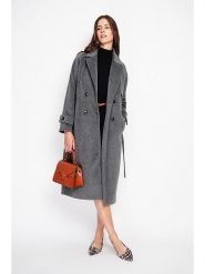 ASSUILI Płaszcz przejściowy w kolorze szarym rozmiar: 38. Szare płaszcze damskie Assuili, bez wzorów, z tkaniny, bez kaptura. Za 461.21 zł.