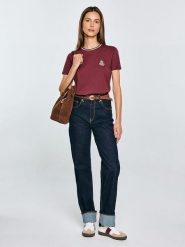 BIG STAR Koszulka "Lemorse" w kolorze bordowym rozmiar: XS. Czerwone koszulki damskie Big Star, xs, bez wzorów, z bawełny, bez kołnierzyka, bez ramiączek. Za 37.99 zł.