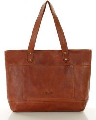 Torebka skórzana shopper damski z przegródkami - MARCO MAZZINI camelowy brąz. Brązowe shopper bag bez wzorów, ze skóry, bez dodatków. Za 386.99 zł.