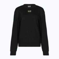 Bluza damska EA7 Emporio Armani Train Logo Series T-Top Essential. Czarne bluzy damskie EA7 Emporio Armani, s, bez wzorów, z bawełny, bez kaptura. Za 289.99 zł.