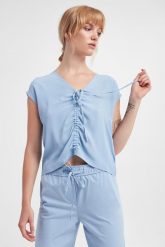 Bluzka damska jedwabna Ocean MARELLA MONOCHROME. Bluzki damskie Marella, bez wzorów, z jedwabiu, bez kołnierzyka, bez ramiączek. W wyprzedaży za 376.35 zł.