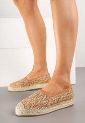 Ciemnobeżowe Espadryle z Ozdobną Plecionką Nimilithae. Brązowe espadryle damskie Born2be, bez wzorów, z jeansu, bez obcasa, na płaskiej podeszwie. Za 79.99 zł.