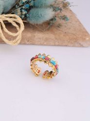 Charlize Pozłacany pierścionek z turkusami rozmiar: onesize. Różowe pierścionki damskie Charlize, z turkusem, pozłacane. Za 100.28 zł.