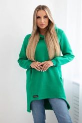 Bluza ocieplana z dłuższym tyłem jasno zielona. Zielone bluzy damskie KESI, l, bez wzorów, z bawełny, bez kaptura. Za 267.67 zł.