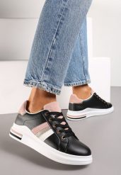 Czarne Sneakersy na Grubej Podeszwie Odelie. Czarne obuwie sportowe damskie Renee, bez zapięcia. Za 69.99 zł.