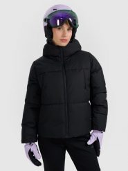 4F Kurtka narciarska membrana 5000 damska - czarna M. Czarne kurtki damskie 4F, na zimę, m, bez wzorów, bez kaptura. W wyprzedaży za 299.99 zł.