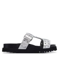 Klapki Scholl. Szare klapki damskie Scholl, bez wzorów, bez obcasa, bez zapięcia. Za 338.99 zł.
