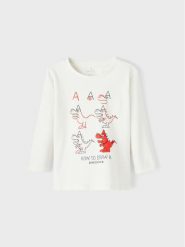 NAME IT Bluzka 13212872 Biały Regular Fit. Białe t-shirty i koszulki chłopięce Name it, bez wzorów, z bawełny, bez kołnierzyka, bez ramiączek. Za 39.99 zł.
