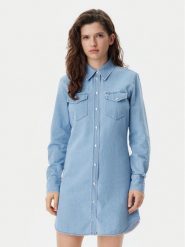 Tommy Jeans Sukienka jeansowa DW0DW20111 Niebieski Regular Fit. Niebieskie sukienki damskie Tommy Jeans, bez wzorów, z bawełny, bez ramiączek. Za 279.99 zł.