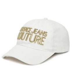 Czapka z daszkiem Versace Jeans Couture. Białe czapki z daszkiem damskie Versace Jeans Couture, bez wzorów, z jeansu. Za 179.99 zł.