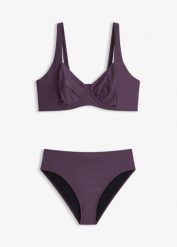 Bikini minimizer z figami z wysokim stanem lekko modelującymi sylwetkę (komplet 2-cz.). Czarne bikini bonprix, bez wzorów. Za 99.99 zł.