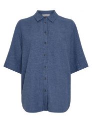 MOSS COPENHAGEN Koszula "Viana" w kolorze granatowym rozmiar: M/L. Niebieskie koszule damskie Moss Copenhagen, l, bez wzorów, bez kołnierzyka, bez ramiączek. Za 162.11 zł.
