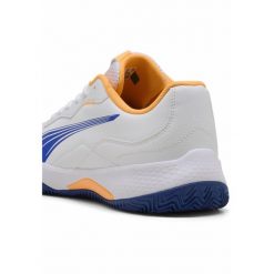 Buty do padla NOVA Smash PUMA White Vivid Blue Heat Fire Black Orange. Białe obuwie sportowe damskie Puma, z gumy, bez zapięcia. Za 411.00 zł.