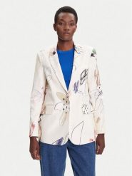 Desigual Marynarka Arty 25WWEW21 Biały Regular Fit. Białe marynarki i żakiety damskie Desigual, xl, bez wzorów, z bawełny. Za 359.99 zł.