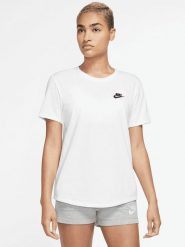Nike Koszulka w kolorze białym rozmiar: XL. Białe bluzki damskie Nike, xl, bez wzorów, z bawełny, bez kołnierzyka, bez ramiączek. Za 100.99 zł.