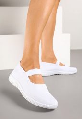 Białe Wsuwane Tenisówki z Ozdobnym Paskiem i Perforacją Zelsedi. Białe obuwie sportowe damskie Born2be, na lato, z jeansu, bez zapięcia, tenisowe. Za 44.99 zł.