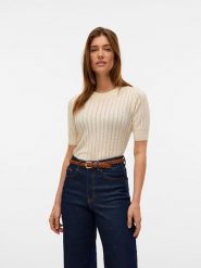Vero Moda Sweter w kolorze beżowym rozmiar: L. Brązowe swetry klasyczne damskie Vero Moda, l, bez kołnierzyka. Za 87.81 zł.