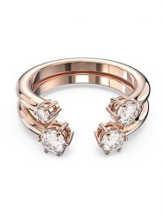 Swarovski Pozłacany pierścionek z cyrkoniami rozmiar: 60. Czerwone pierścionki damskie Swarovski, z cyrkonią, metalowe. Za 217.99 zł.