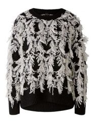 Oui Sweter w kolorze czarno-kremowym rozmiar: 42. Brązowe swetry klasyczne damskie Oui, z wełny, bez kołnierzyka. Za 173.99 zł.