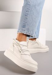 Beżowe Sneakersy z Regulowaną Gumką za Kostkę na Grubej Podeszwie Erkkia. Brązowe obuwie sportowe damskie Renee, z materiału, za kostkę, bez zapięcia. Za 109.99 zł.