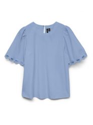 Vero Moda Bluzka w kolorze niebieskim rozmiar: L. Niebieskie bluzki damskie Vero Moda, l, bez wzorów, z bawełny, bez kołnierzyka, bez ramiączek. Za 87.40 zł.