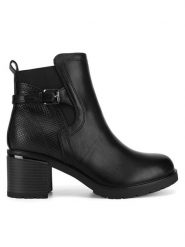 Clara Barson Botki WYL3851-2 Czarny. Czarne botki damskie Clara Barson, z materiału, bez obcasa, na słupku, bez zapięcia. Za 169.99 zł.