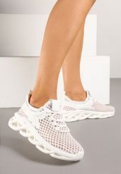 Białe Sneakersy z Siateczki na Piankowej Podeszwie z Wycięciami Sanilova. Białe obuwie sportowe damskie Renee, bez zapięcia. Za 59.99 zł.