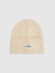 4F Czapka beanie damska - beżowa M. Brązowe czapki damskie 4F, na zimę, bez wzorów, z dzianiny. Za 59.99 zł.