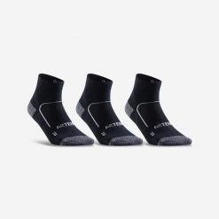 Skarpety sportowe tenis RS900 MID 3 pary. Czarne skarpetki damskie ARTENGO, bez wzorów, z bawełny. Za 54.99 zł.