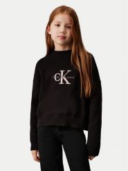 Calvin Klein Jeans Sweter Monologo IG0IG02654 Czarny Relaxed Fit. Czarne swetry dziewczęce Calvin Klein Jeans, bez wzorów, z bawełny, bez kołnierzyka, bez ramiączek. Za 209.99 zł.