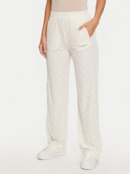 Guess Spodnie materiałowe Krissy V4BB05 KCHS2 Biały Relaxed Fit. Białe spodnie materiałowe damskie Guess, z aplikacjami, z materiału. Za 219.99 zł.