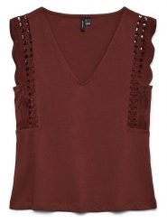 Vero Moda Bluzka w kolorze bordowym rozmiar: XL. Czerwone bluzki damskie Vero Moda, xl, bez wzorów, z bawełny, bez kołnierzyka, bez ramiączek. Za 81.95 zł.