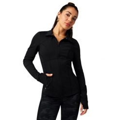 Kurtka treningowa damska Fabletics Perfect Storm. Czarne kurtki sportowe damskie FABLETICS, xs, bez wzorów, z elastanu, bez kaptura. Za 380.50 zł.
