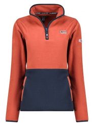 Geographical Norway Bluza polarowa "Touki" w kolorze rdzawoczerwono-granatowym rozmiar: L. Czerwone bluzy damskie Geographical Norway, l, bez wzorów, z polaru, bez kaptura. Za 92.64 zł.