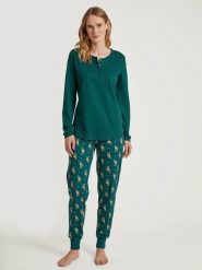 Calida Koszulka piżamowa w kolorze zielonym rozmiar: M. Zielone piżamy damskie Calida, bez wzorów, z bawełny, bez ramiączek. Za 156.61 zł.