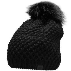 Czapka damska 4F. Czarne czapki damskie 4F, na zimę, bez wzorów, z materiału. Za 52.99 zł.