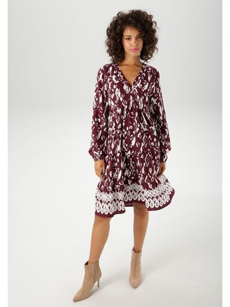 Aniston Sukienka w kolorze bordowo-białym rozmiar: 42. Czerwone sukienki damskie Aniston, bez wzorów, z wiskozy, bez ramiączek. Za 78.66 zł.