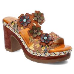 Pomarańczowe Klapki Laura Vita Eleganckie Obuwie Damskie. Brązowe klapki damskie LAURA VITA, bez wzorów, bez obcasa, na obcasie, bez zapięcia. Za 359.00 zł.