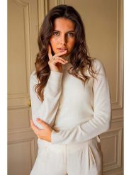 Maison Héritage Cashmere Kaszmirowy golf w kolorze kremowym rozmiar: M. Brązowe golfy damskie Maison Héritage Cashmere, m, bez wzorów, z kaszmiru, bez ramiączek. Za 381.24 zł.