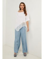 Fleur de Lin Bluzka w kolorze białym rozmiar: XL. Białe bluzki damskie Fleur de Lin, xl, bez wzorów, ze lnu, z asymetrycznym kołnierzem, bez ramiączek. Za 174.95 zł.