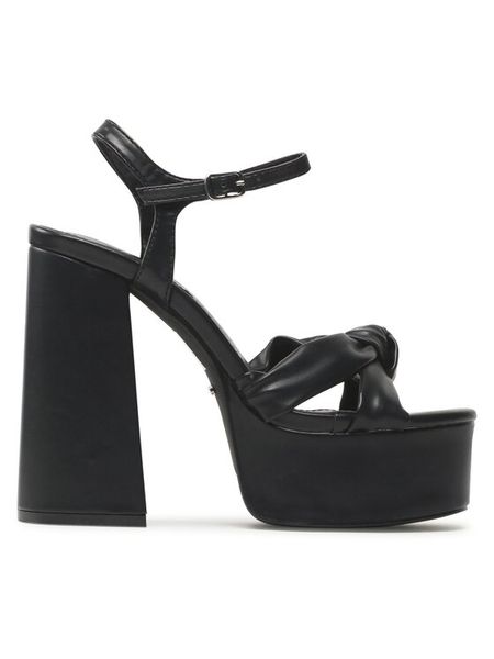 DeeZee Sandały F8914-8 Czarny. Czarne sandały damskie DeeZee, bez wzorów, ze skóry, bez obcasa, na słupku, bez zapięcia. Za 159.99 zł.