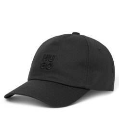 Czapka z daszkiem HUGO. Czarne czapki z daszkiem damskie Hugo, bez wzorów. Za 139.99 zł.