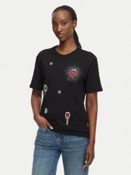 Liu Jo T-Shirt WF6324 J0088 Czarny Regular Fit. Czarne t-shirty damskie Liu Jo, xl, bez wzorów, z bawełny, bez kołnierzyka. Za 469.99 zł.