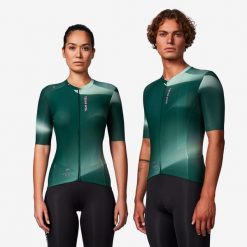 Koszulka rowerowa szosowa Van Rysel RCR-R 2. Niebieskie koszulki damskie VAN RYSEL, m, bez wzorów, z elastanu, bez kołnierzyka, bez ramiączek. Za 269.99 zł.