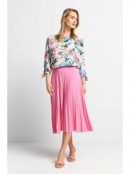 Rich & Royal Bluzka w kolorze kremowo-jasnoróżowo-błękitnym rozmiar: 38. Brązowe bluzki damskie Rich & Royal, bez wzorów, z wiskozy, bez kołnierzyka, bez ramiączek. Za 131.12 zł.