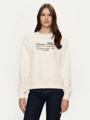 Tommy Hilfiger Bluza Modern WW0WW43574 Biały Regular Fit. Białe bluzy damskie Tommy Hilfiger, s, bez wzorów, z bawełny, bez kaptura. W wyprzedaży za 319.99 zł.
